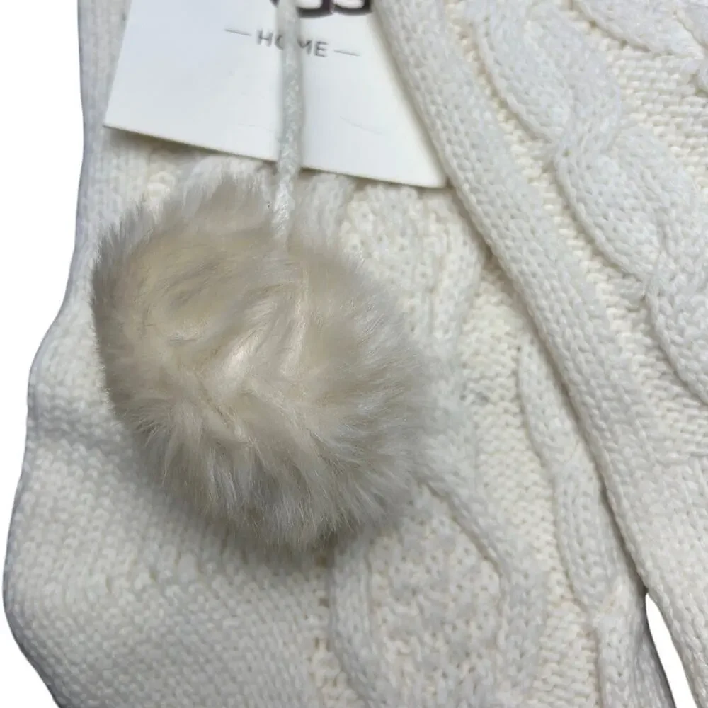 NWT Ugg Home Cable Knit Christmas Stockings Set of 2 Cream White Holiday Decor